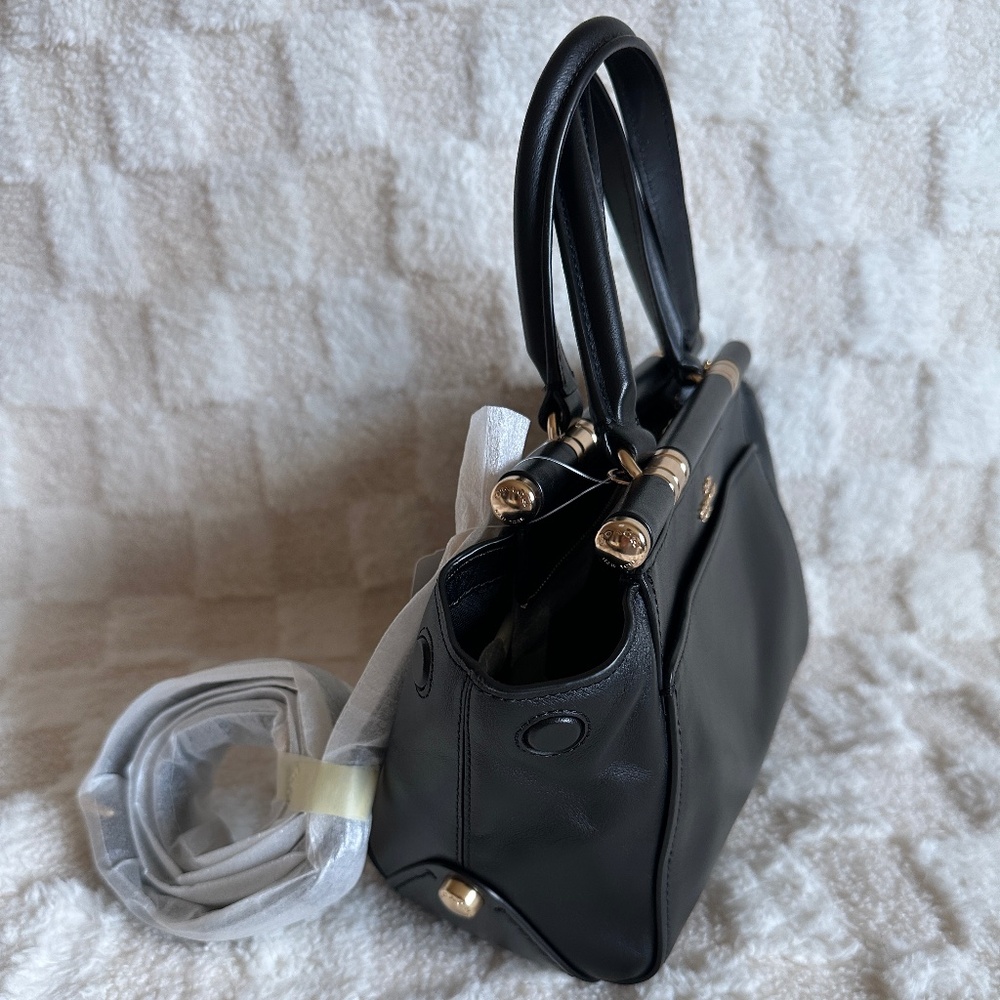 NWT! RARE! 31918 Coach x Selena Gomez Women's Bag Black Leather Grace 20 Satchel - Picture 3 of 11